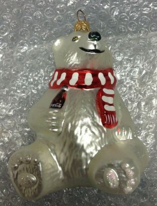 Kurt Adler Polonaise Coca Cola Polar Bear Ornament Signed 3