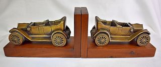 Antique Brass Early Model Automobile Bookends 2