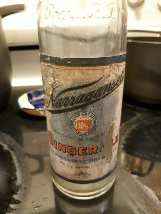 Narragansett Beer Ginger Ale 16 Oz Soda Bottle Prohibition Era Providence R.  I.