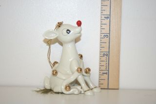 Lenox Ornament - Rudolph The Red Nosed Reindeer - White With Sleigh Bells