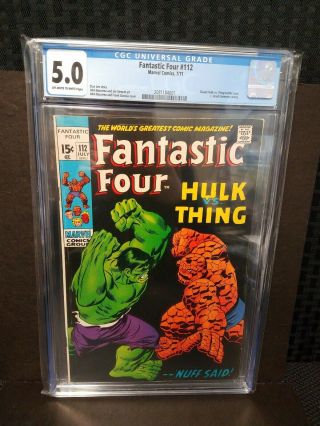 Cgc 5.  0 Fantastic Four 112 7/71 Classic Battle Between Hulk & Thing