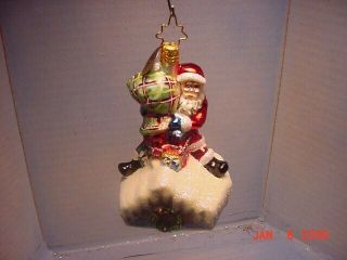 Rare Christopher Radko Christmas Orn.  Santa On A Roof