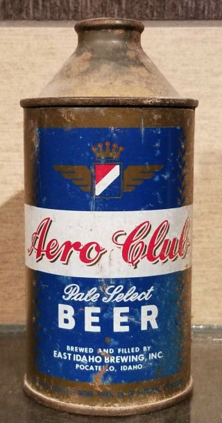 1950s Aero Club Blue Label High Profile Cone Top Beer Can East Idaho Brewing