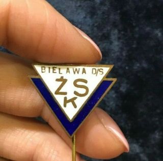 Judaica - Poland Jewish Sport Club Zks Bielawa Football Old Pin Badge