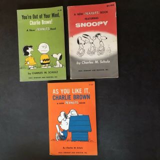 (3) 1968 Vintage Charlie Brown Peanuts Books By Charles M.  Schulz W/snoopy,  More