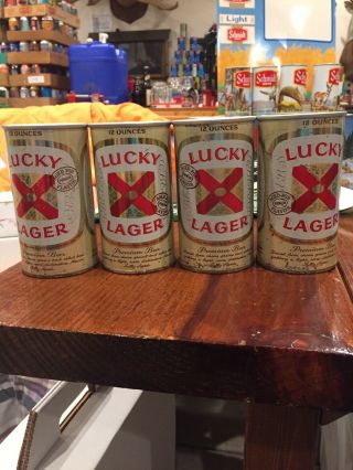 Lucky Lager Zip Top Empty Beer Cans - 4 Variations