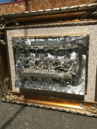 Silver On Bronze Plaque W/ 24k Gold Accents | The Last Supper,  Framed