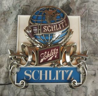 Vintage Schlitz Lighted Beer Sign - 3d Globe 70s -