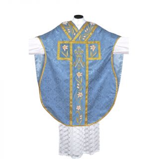 Marian Blue Chasuble.  St.  Philip Neri Style Vestment & Stole Am