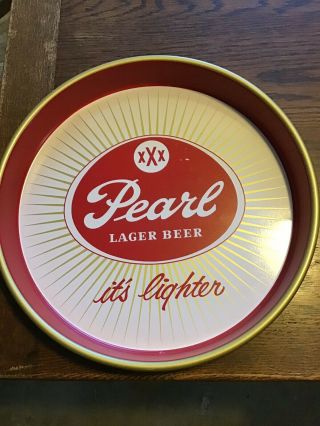Vintage Pearl Lager Beer Tray 13” Diameter Bottle Of Pearl Please It’s Lighter