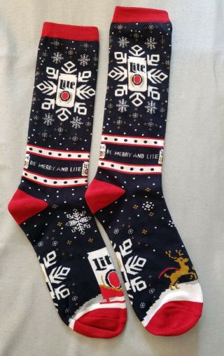 2019 Miller Lite Ugly Sweater Holiday Christmas Socks Beer