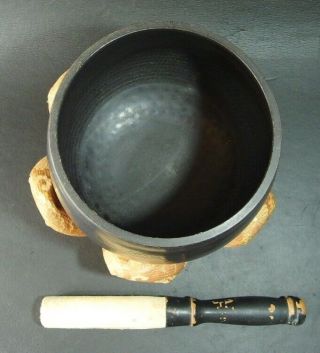 or1937 JAPANESE BUDDHIST BRONZE BELL SINGING BOWL ORIN 8.  6 inch /21.  9 cm wide 2