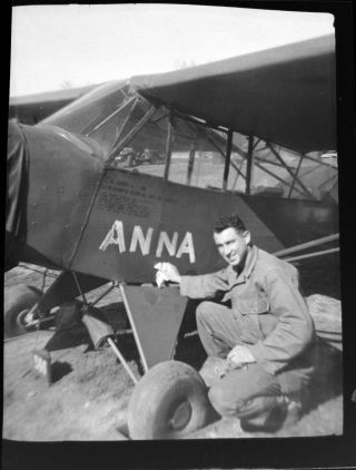 Vtg 1940 Ww2 - Era Photo Film Negative Military Aaf Aircraft Piper L - 4 Usaf 2.  15