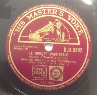Al Bowlly Vocal With Ronnie Munro And His Orchestra 10 " 78rpm Hmv Bd5242