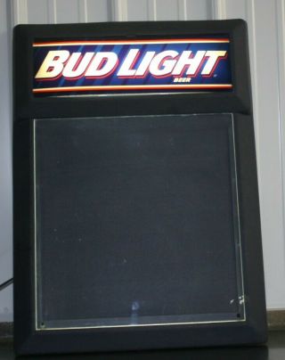 Bud Light Menu Light Up Board Bar Sign Dry Erase Neon Looking 29 " X 21 "