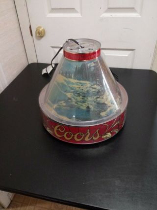 Vintage 1970 ' s Coors Beer Hanging Bar pool table Lamp light advertising sign 3