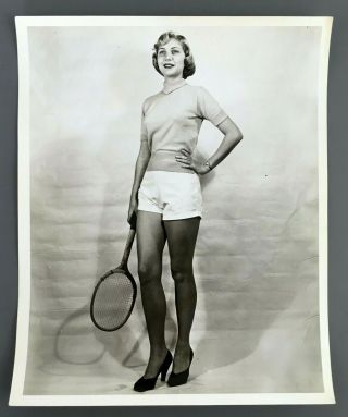 1950s Young Woman Short Shorts Photo High Heels Pantyhose Cashmere Lipstick