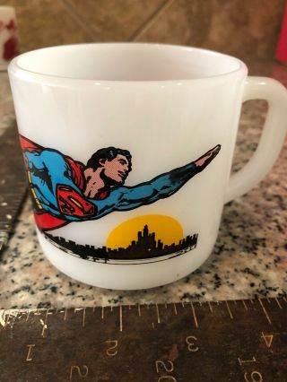 1971 Vintage Dc Comics Superman Federal Milk Glass Coffee Mug Cup Very Good