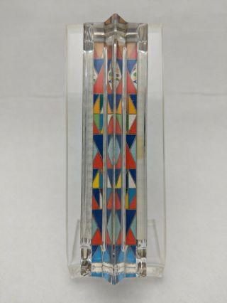 Yaacov Agam Crystal Sterling Silver Mezuzah With Scroll & Stand Signed