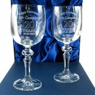 Personalised 40th Wedding Anniversary Crystal wine glasses gift 2