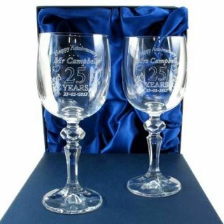 Personalised 40th Wedding Anniversary Crystal wine glasses gift 3