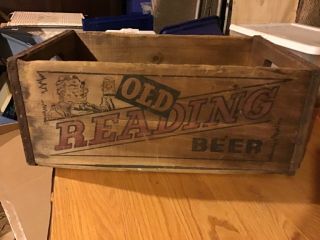 Vintage Old Reading Beer Wood Box Crate With Handles Owens Illinois Glass Co Oil