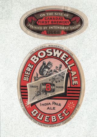 Beer Label - Canada - Boswell India Pale Ale - Quebec City,  Quebec