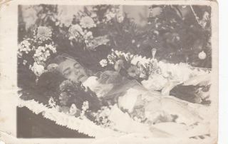 1940s Post Mortem Dead Woman Corpse Funeral In Coffin Soviet Russian Photo