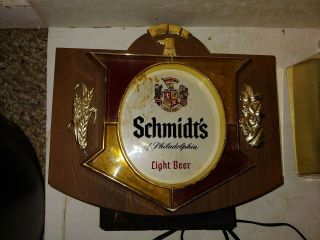 2 Vintage 1960 ' s Schmidt ' s Lighted Beer Signs,  Illuminated Register Topper,  Sconce 2