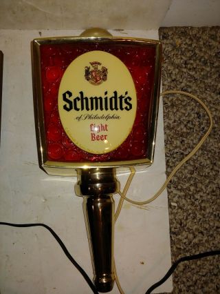 2 Vintage 1960 ' s Schmidt ' s Lighted Beer Signs,  Illuminated Register Topper,  Sconce 3