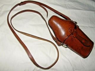 Antique Vintage Brown Leather Cased Hunting Picnic Drinking Flask Campaign Hip