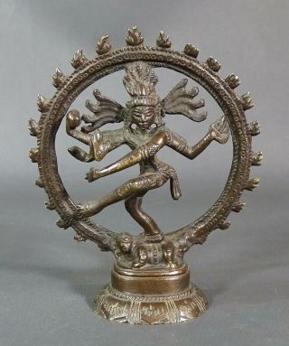 1880s Antique Hindu God Shiva Nataraja Lord Of Dance Bronze Sculpture 4 " Figurine