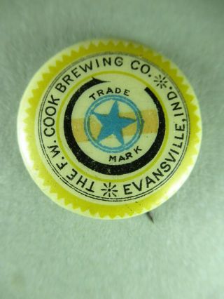 F.  W.  Cook Brewing Pinback – Evansville,  In