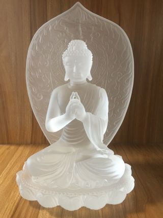 White Art Color Glass Pate - De - Verre Vairocana Buddha Sculpture Crystal Statue