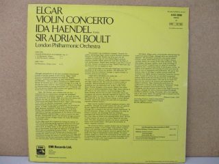 ASD 3598 UK STEREO - IDA HAENDEL - Elgar Violin Concerto BOULT LPO LP EX, 3