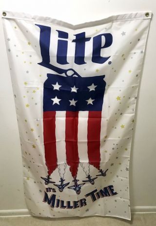 Miller Lite It’s Miller Time Banner Flag Beer Sign 5x3’ - In Bag