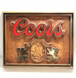 Vintage Coors Beer Advertisement Display Sign Bar Plaque Dated 1986