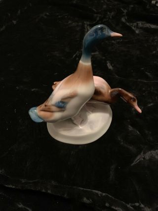 Rare Vintage Herend Hungary " Ducks " Porcelain Figurine