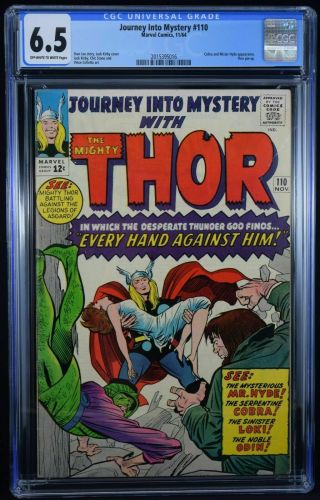 Journey Into Mystery Thor 110 Cgc 6.  5 Cobra,  Mister Hyde Ow/w Pages
