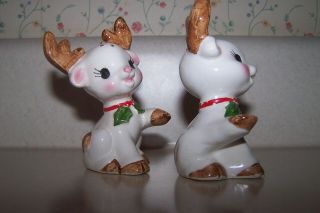 Vintage Lefton Collectible Christmas Deer Salt And Pepper Shakers Number 1669