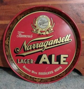 Famous Narragansett Lager Ale Beer Tray - 1930 
