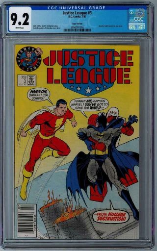 Justice League (1987 Series) 3 - Cgc Graded 9.  2 - " Superman Logo " Variant Cover