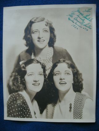 Boswell Sisters Signed 8x10 Photo 1932 Big Band Jazz Singers
