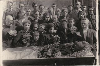1940 Post Mortem Dead Man Corpse Funeral Coffin Mourning Soviet Russian Photo