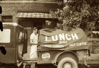 1940s Era Photo Negative Food Truck Post Ww2 Mobile Lunch Pepsi Cola Soda Nyc