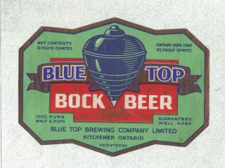 Beer Label - Canada - Blue Top Bock Beer - Kitchener,  Ontario