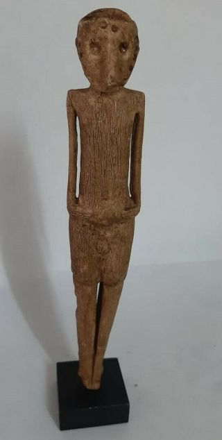 Antique An Ancient Wooden Statue Of Primitive Man Very Solid Wood Heavy Weight