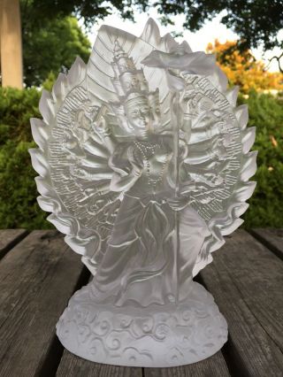Thousand - Hand Bodhisattva Mother Buddha Kwan Yin Crystal Art Glass Sculpture