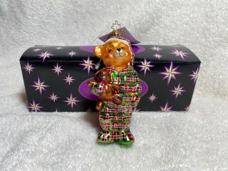 Vintage Christopher Radko Christmas Teddy Bear Ornament Scotty Pjs Tags