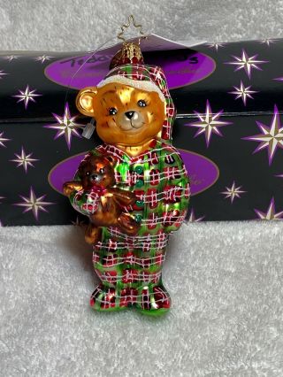 Vintage Christopher Radko Christmas Teddy Bear Ornament Scotty Pjs Tags 2